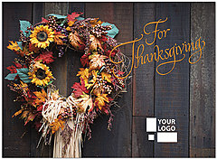 Select a verse or write your own. Thanksgiving Wreath Logo Card D4145U-4B